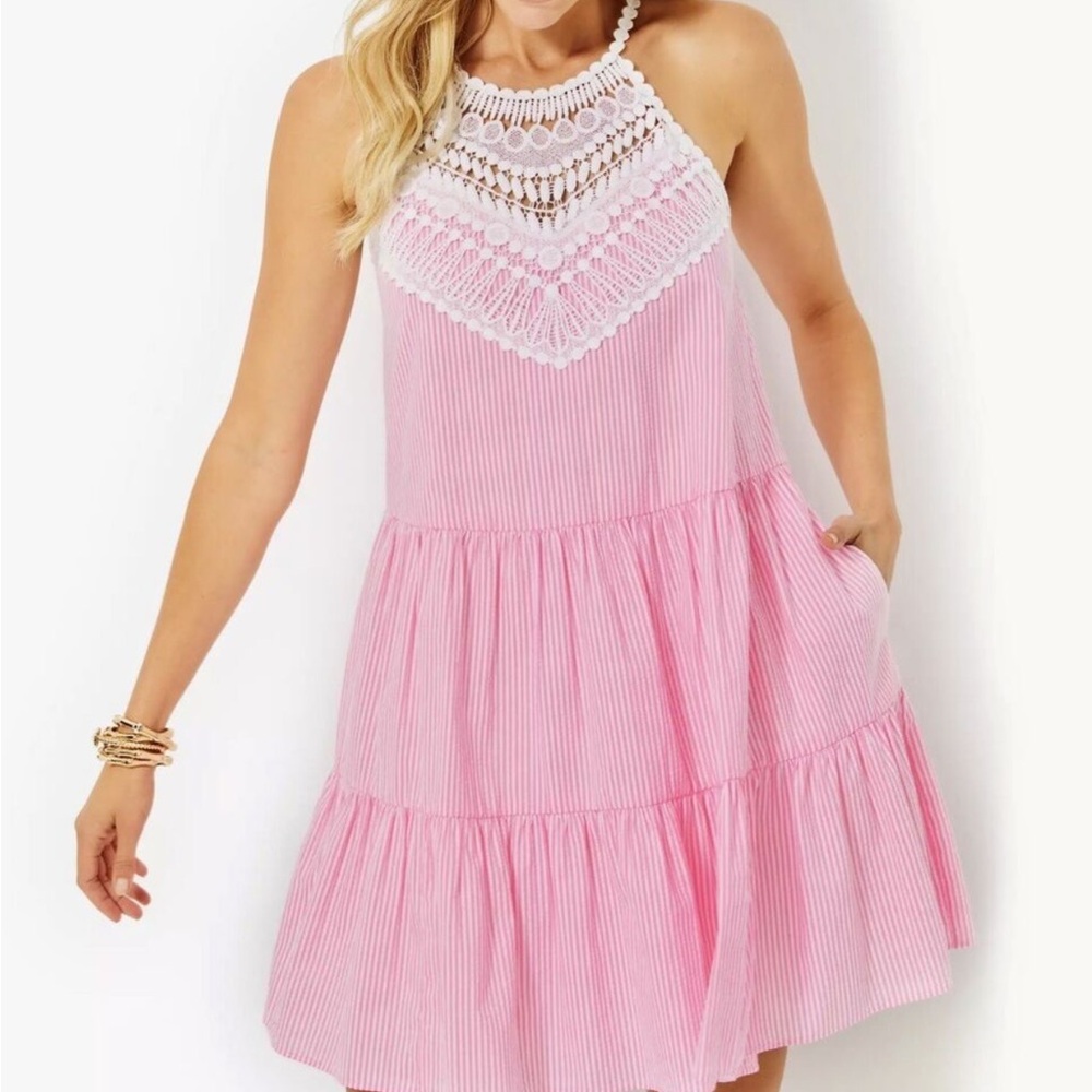 Lilly Pulitzer Pink Ruffled Tiered Sundress